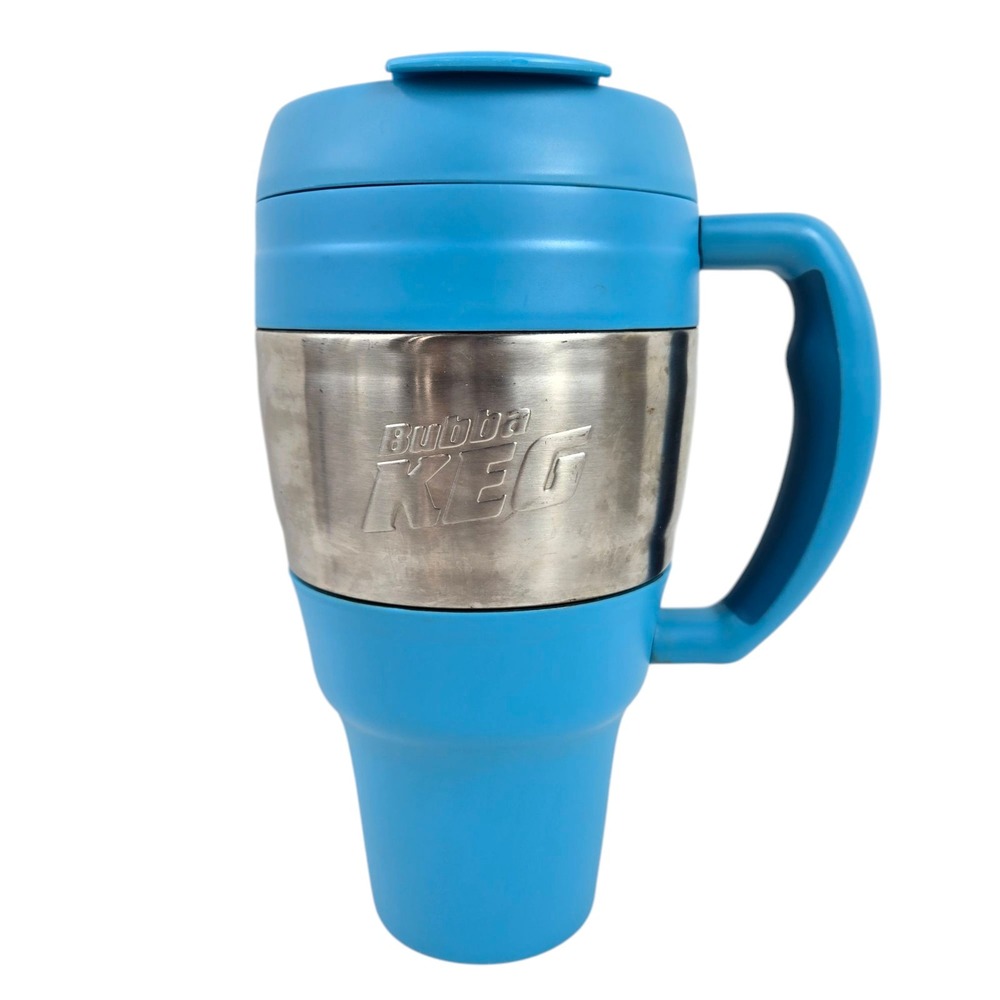 Bubba Keg 34 Oz Travel Mug Stainless Steel Insulated Blue W Handle  Flip Top Lid